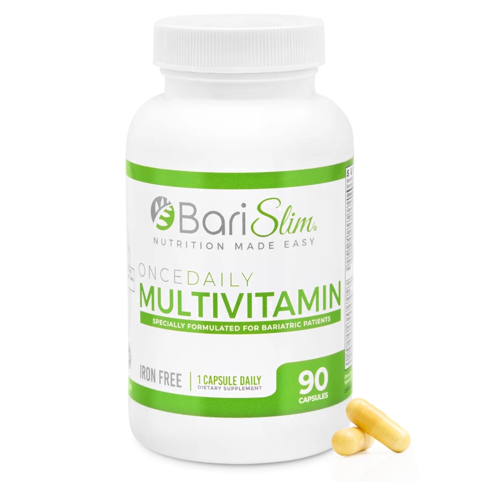 BariSlim Once Daily Multivitamin Capsules, 90 Count, Iron-Free for Energy & Immune Support, Adults, Unisex