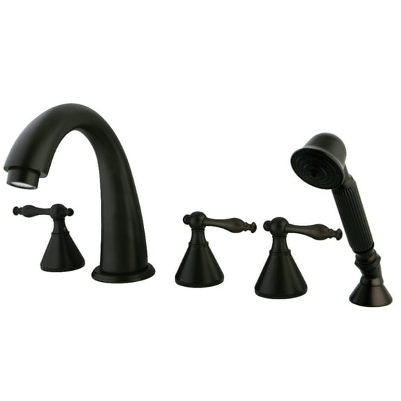Kingston Brass KS23655NL Naples 5-Piece Roman Tub Faucet with Hand Shower, Oil Rubbed Bronze