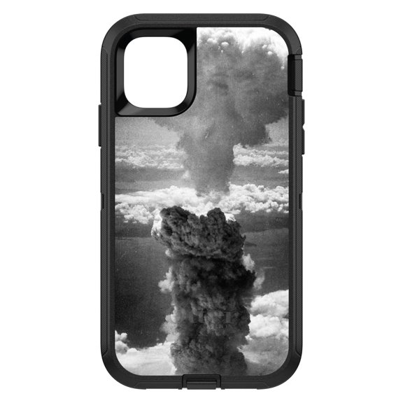 DistinctInk OtterBox Defender Custom Case for Apple iPhone 15 (6.1" Screen) - Nuclear Mushroom Cloud - Lightweight Grip