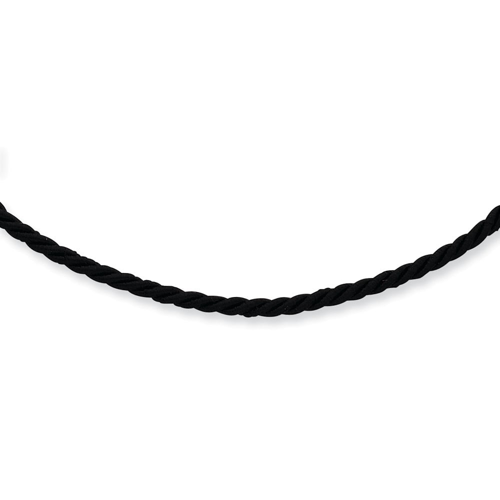 White Sterling Silver necklace Cord & Leather 16 in 4 mm