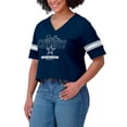 thumbnail image 4 of Women's WEAR by Erin Andrews Navy Dallas Cowboys Color Block Boxy Modest Crop V-Neck T-Shirt, 4 of 4