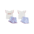 thumbnail image 2 of BemeyourBBs Kids Toddler Girls Baseball Outfit Cute Infant Baby Girl Summer Clothes  Fly Sleeve Embroidery Baseball T-shirt with Ruffle Plaid Shorts Set Toddler Girls Summer 2-piece Outfit, 2 of 9