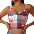 thumbnail image 2 of Picia Heart Plaid Sports Bra for Women,Padded Strappy Sports Bras Medium Support Yoga Bra with Removable Cups,Running Yoga Bra-X-Large, 2 of 9