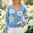 thumbnail image 4 of Enjoytime Womens Cardigan Floral Print V Neck Long Sleeve Button Down Knit Sweaters Tops Cozy Soft Loose Casual Cardigans, 4 of 8