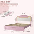 thumbnail image 2 of Memoryfield LED Light Upholstered Bed Frame, Full Size Princess Bed with Storage Drawers and Fabric Headboard, Features Wood Slats and No Box Spring Needed, Pink, 2 of 7