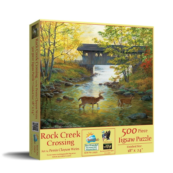 SUNSOUT INC - Rock Creek Crossing - 500 pc Jigsaw Puzzle by Artist: Persis Clayton Weirs - Finished Size 18" x 24" - MPN# 51979