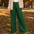 thumbnail image 5 of Women's Polyester Spandex High Waist Loose Flowy Wide Leg Pants, Pleated Elastic Waist Deep Pocket Trousers, Wrinkle Resistant Bottoms for Office Beach Travel | TruHer,Green M, 5 of 9