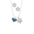 thumbnail image 2 of Delight Jewelry Silvertone Hot Blue Tiger Print Heart Silver tone Snowflake Charm Necklace and Stud Earrings, 2 of 4