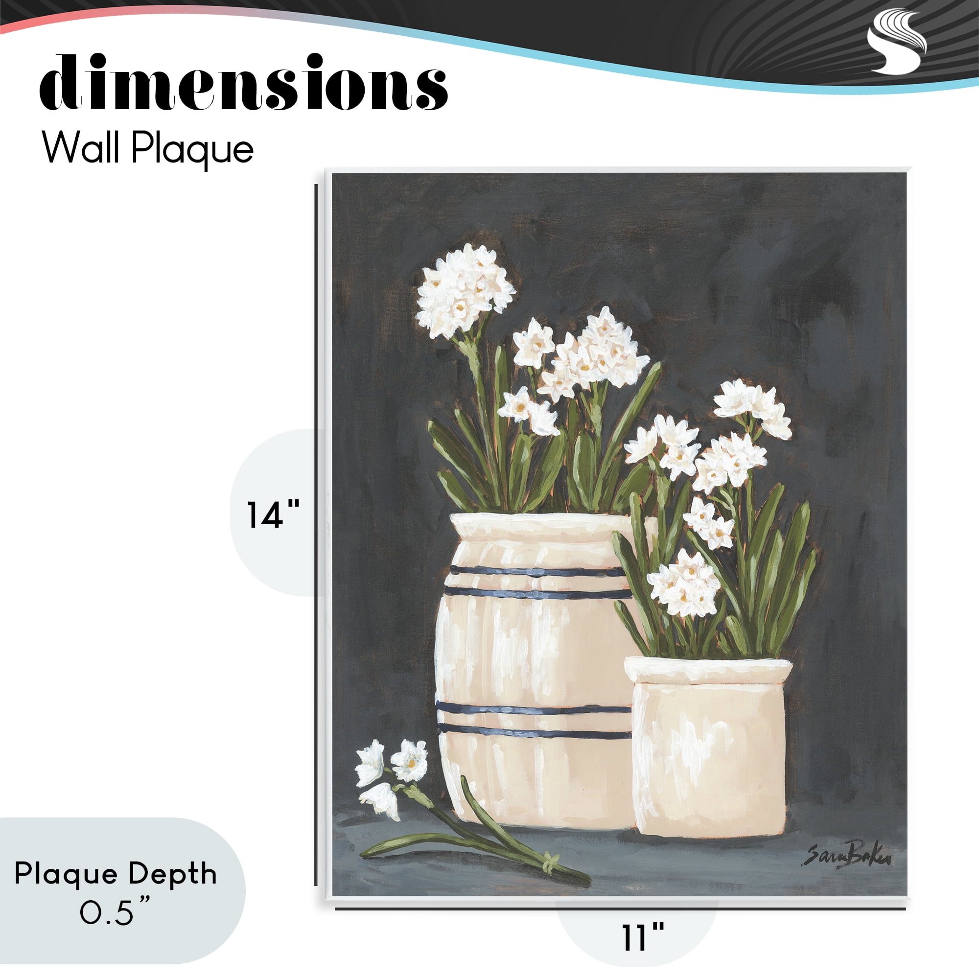Stupell Industries Vintage Crocks & Paperwhites Wall Plaque Art, design by Sara Baker