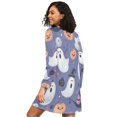 thumbnail image 2 of FORMRS Womens Long Sleeve Nightgowns Crew Neck Sleep Shirt Soft Pajamas Sizes S-3XL, Blue Cute Halloween, 2 of 8