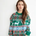 thumbnail image 3 of Suéter navideño de invierno 2024 con estampados, tejido de punto cálido y suave para mujer, jersey navideño de jacquard con cuello redondo y manga larga, 3 of 5