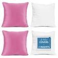 thumbnail image 1 of Nestl Plush 2 Pack Solid Decorative Microfiber Square Throw Pillow Cover with Throw Pillow Insert for Couch, Light Pink, 26" x 26", 1 of 1