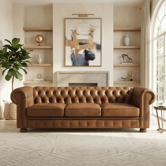Xiweot Classic Chesterfield Sofa, Mid Century Modern Couch with Deep Seat for Living Room, Office & Apartment
