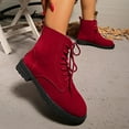 thumbnail image 5 of Bnwani Women Low Heel Boots Shoe Winter Fashion Toe Thick Chunky Ankle Versatile Casual Solid Boot Red Size 6.5, 5 of 9