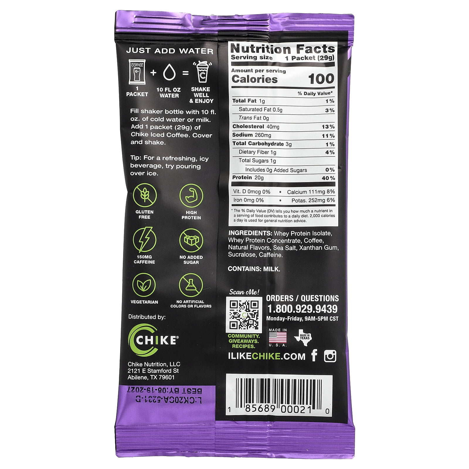 Chike Nutrition Protein Iced Coffee, Caramel, 12 Packets, 1.02 oz (29 g) Each