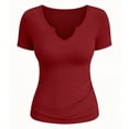 thumbnail image 3 of iHengLiXing Plus Size Womens Tops Dressy Casual Women Casual Round Neck Short Sleeve Solid Pullover Blouse T-shirt Tops Loose Pink S, 3 of 5