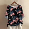 thumbnail image 2 of Women's 250th Anniversary USA Shirt Mid Sleeve Independence Day Top 4th of July Shirts America 250 Merchandise Loose Star Print Tee, 2 of 5