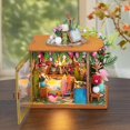 thumbnail image 2 of Kit de casa de muñecas en miniatura para hacer tú mismo, casa de muñecas de madera con luces LED, 2 of 8