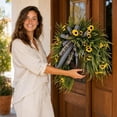 thumbnail image 6 of Bcylexb Spring Summer Wreaths for Front Door, 19.7" Greenery Door Wreaths Faux Fern Leaves Wreaths with Bow for Outdoor Porch Wall Decor, 6 of 7