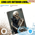 thumbnail image 6 of 1pc Metal Wall Sign, 8x12 Inches, Skeleton Embracing Black Cat Decorative Sign, Perfect for Halloween, Ideal Home, Bar, Cafe, Garage, or Garden Decor, Unique Holiday Decorations, 6 of 7