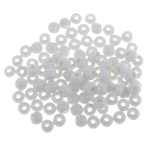 Abalorios de cerámica sueltos de esmalte redondo blanco para joyas, 100 piezas, 0.315 in 100 piezas de 8 mm Zulema Granos sueltos de cerámica de porcelana