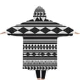 thumbnail image 2 of Oversized Wearable Blanket Hoodie,Black White Ethnic Pattern Sherpa Blanket Hoodie with Super Pockets,Super Warm Fuzzy Pullover for Women & Men, 2 of 6