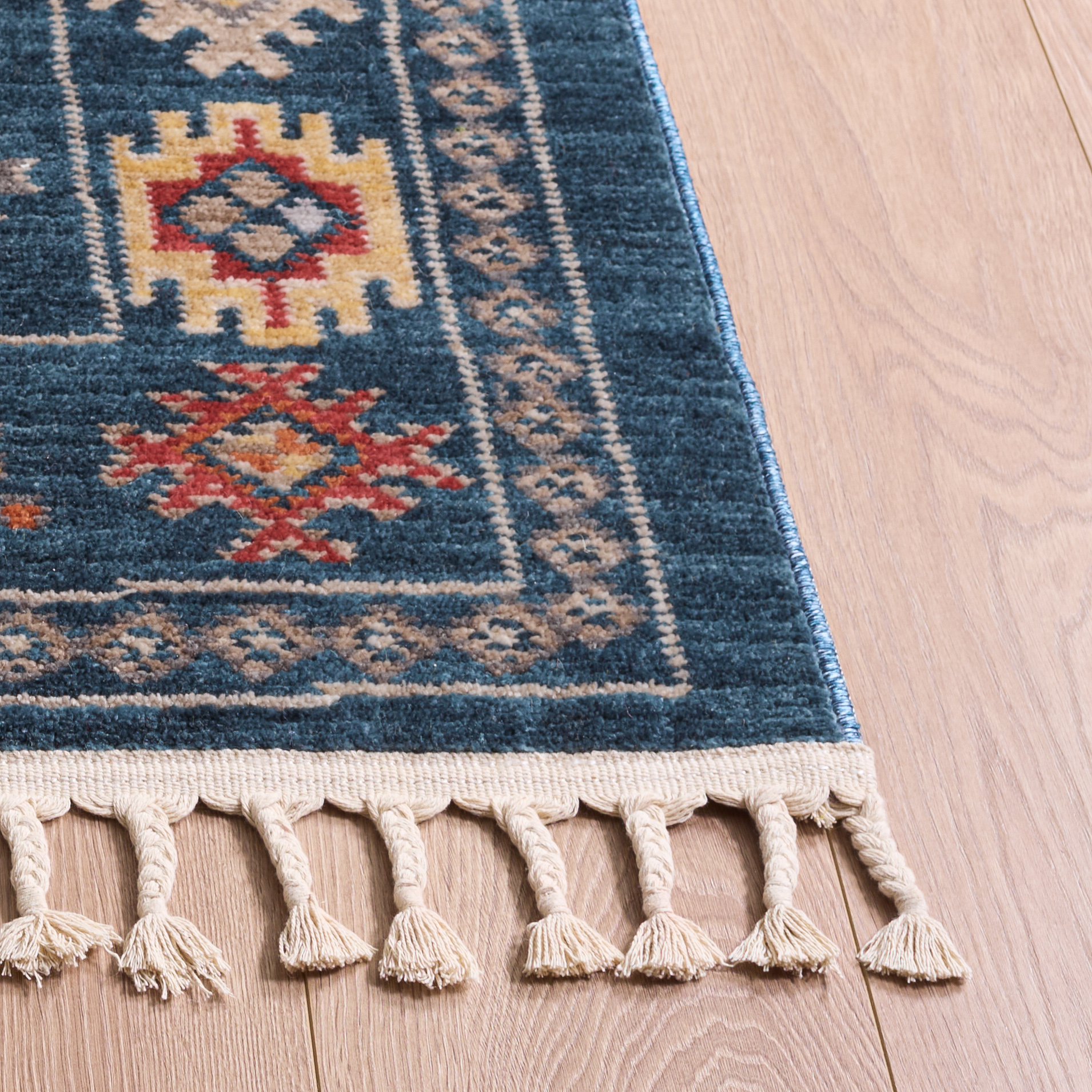 Safavieh Farmhouse Medici Southwestern Runner Rug, Navy/Orange, 2'1" x 8'