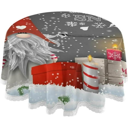

Hyjoy Cute Christmas Gnome Round Tablecloth 60In Waterproof Round Table Cloths with Umbrella Hole and Zipper Party Patio Table Covers for Outdoor Backyard /BBQ/Picnic