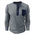 thumbnail image 3 of Camisetas Henley de Larga Raglán para Hombre, Informales, Ajustadas y A . Gris M, 3 of 6