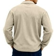 thumbnail image 5 of Sweatshirts For Men Long Sleeve Waffle Shirts Quarter Zip Loose Pullover Tops Lightweight Trendy Sweatshirts With Pocket Khaki L, 5 of 6