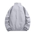 thumbnail image 5 of LODIENY Men Stand Collar Baggy Jacket with Pockets Zip Up Lightweight Long Sleeve Coat Casual Windbreaker Stylish Fall Golf Work Jackets Gray XXXL, 5 of 8