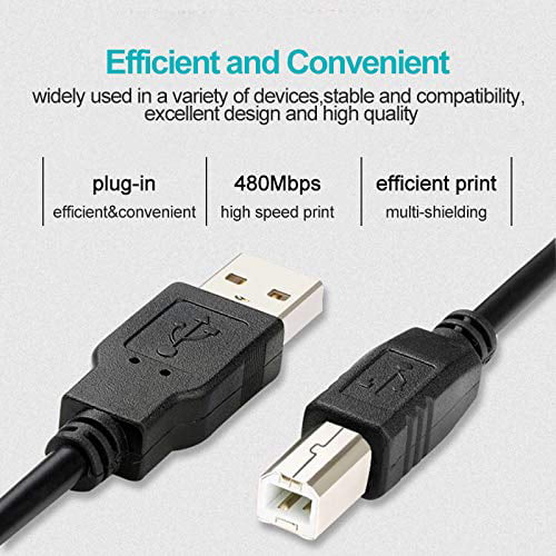 USB Printer Cable Lead For Canon MG3650 HP DeskJet 3630 Envy 4524 Epson  XP-235