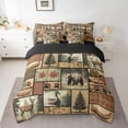 thumbnail image 2 of Homewish Bear Deer Duck Bedding Comforter Set 7pcs, Rustic Hunting Wildlife King Bedding Sets, Brown Vintage Patchwork Reversible Bed Sheets, Super Cozy Room Decor, 2 of 7