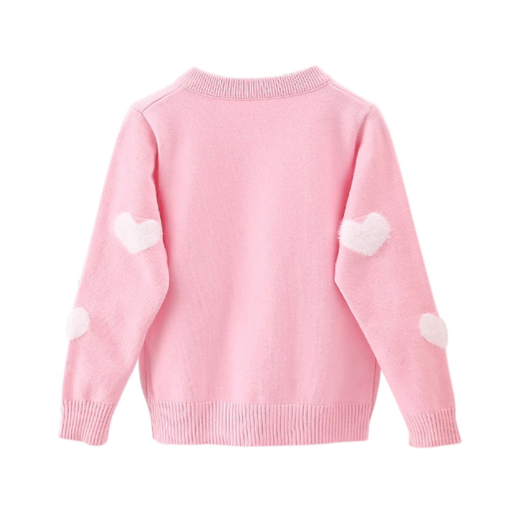 URMAGIC 2-7T Toddler Baby Girls Heart Sweater Button Knitted