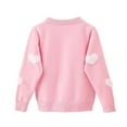 thumbnail image 2 of Baywell Girl's Button Cardigan Long Sleeve Crewneck Sweaters Top Soft Knit Uniforms Pink 5-6Y, 2 of 9