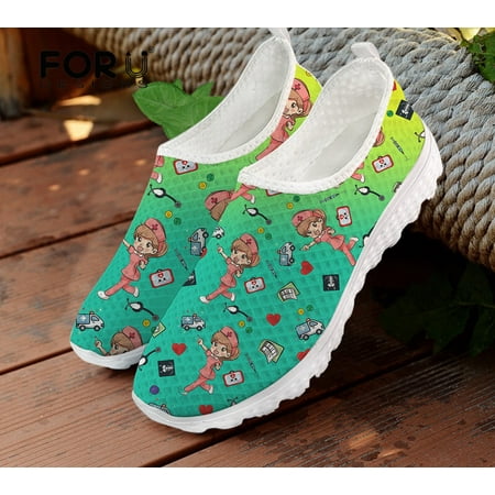 

FORUDESIGNS Women Shoes Flats Casual Sneakers Summer Air Mesh Ladies Nurse Gradient Style Female Slip-on Loafers Shoes Woman