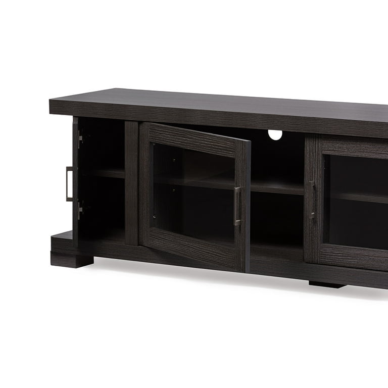 Baxton Studio Viveka 70-Inch Dark Brown Wood TV Cabinet with 2 Glass Doors and 2 Doors Baxton Studio Viveka 70-Inch Dark Brown Wood TV Cabinet with 2 Glass Doors and 2 Doors