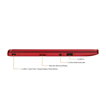 ASUS - 11.6" Chromebook - Intel Celeron - 4GB Memory - 32GB eMMC Flash Memory - Red