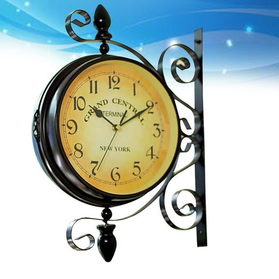 MERRYHAPY Vintage Double-Sided Wall Clock, Multi-Color, Silent with 360° Rotating Design for Home and Office