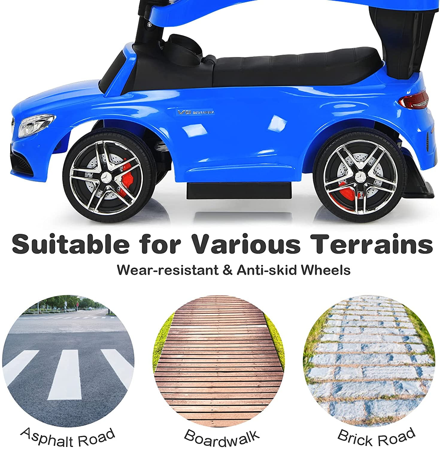 Private Jungle Kids Ride On Push Car, 3 in 1 Convertible Baby Toddler Stroller, Battery Powered Kids Electric Vehicles Toy for Children Boys & Girls