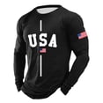 thumbnail image 5 of Letdown 1 Pack Men's Long Sleeve T Shirts U_S_A Letter Print Crew Neck Baseball Tops Raglan Athletic Casual Tees Casual Wear (02-Black, XXXL), 5 of 5
