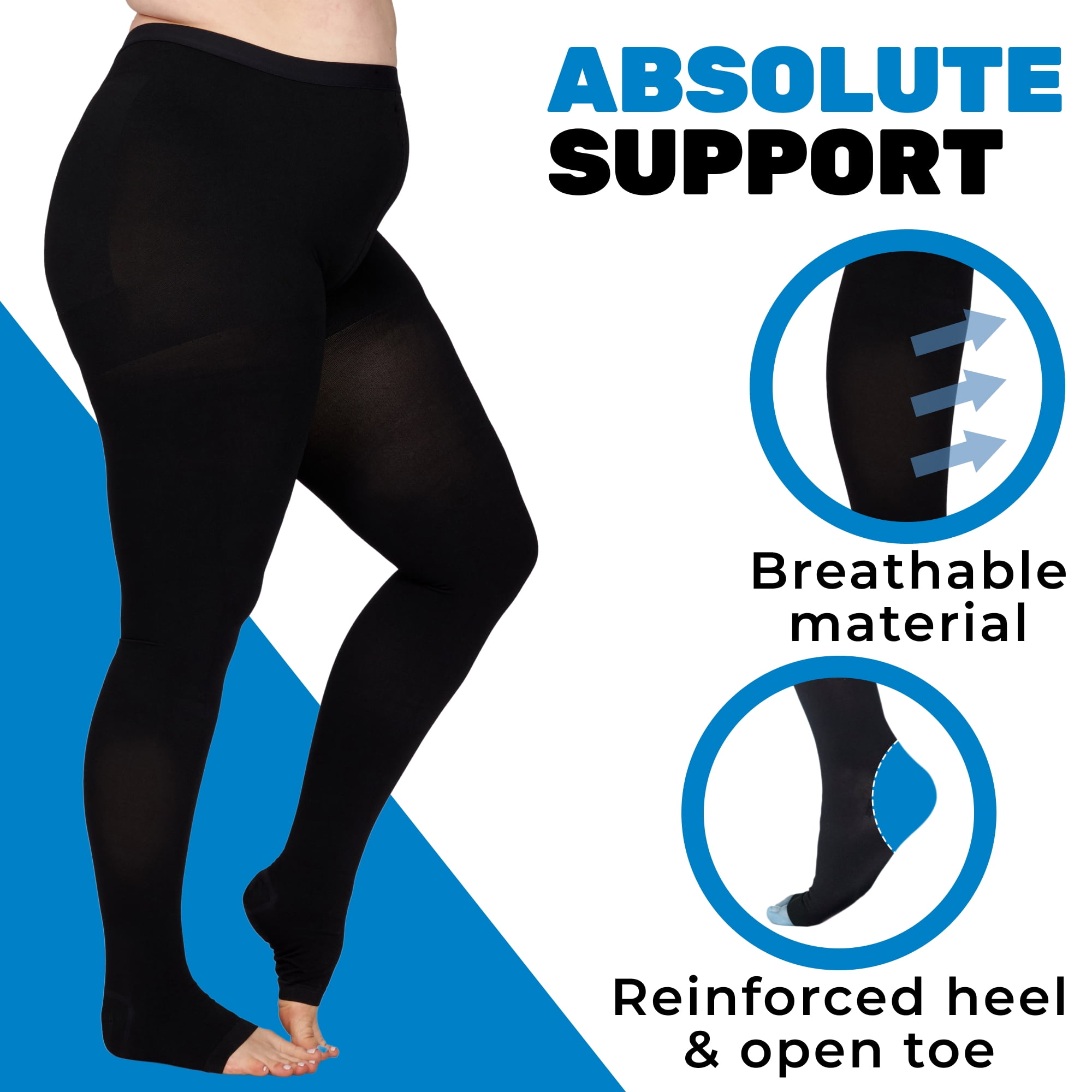 Plus Size Compression Tights for Women 20-30mmHg with Open Toe