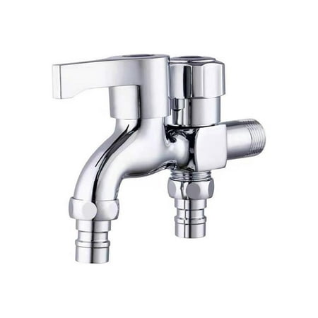 Bathroom Sink Faucet Diverter Valve, G1/2 copper Water Tap with Double Spout & Handle, Polished Chrome Bathtub Faucet Connector Filter for Kitchen Bathtubs Gardens Sinks