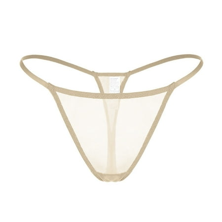 Mortilo Thongs For Women   Lace Thongs Low Rise Panty Soft Breathable Briefs Home Sleep Panties Beige XL