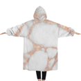 thumbnail image 2 of Oversized Wearable Blanket Hoodie,White Rose Gold Marble Sherpa Blanket Hoodie with Super Pockets,Super Warm Fuzzy Pullover for Women & Men, 2 of 6