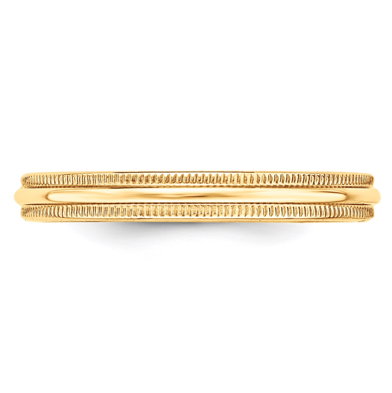 14K White Gold 3mm Light Weight Milgrain Half Round Band Size 4 to 14
