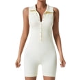 thumbnail image 5 of YFELWZ Women's Plus Size Ribbed Shaping Button Up Sleeveless Yoga Jumpsuit White L, 5 of 5
