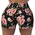 thumbnail image 2 of Haiem Rose Flowers No Front Seam Biker Shorts for Women Yoga Workout Gym Bike Shorts with Tummy Control Moisture-Wicking-, 2 of 9
