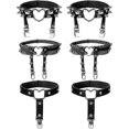 thumbnail image 1 of 6 Pieces Heart Garter Set Rivet Heart Garter, Lace Heart Garter, Faux Leather Thigh Ring Garter Belt Adjustable Leg Garter Punk Gothic Garter with Ant, 1 of 5