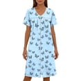 thumbnail image 5 of Women Zip Up Robe Short Bathrobe Lightweight House Coats Trendy Print House Dress Pockets Nightgown, 5 of 6